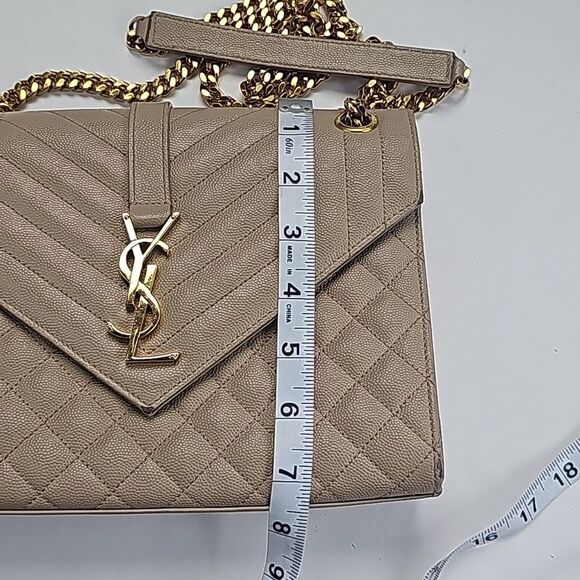 YSL Yves Saint Laurent Envelope Crossbody Bag Beige Tan - Picture 4 of 16